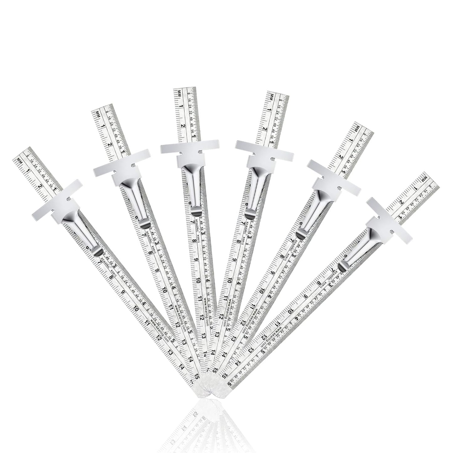 Pocket Ruler Stainless Steel & Detachable Clips, Double Side, Imperial & Metric