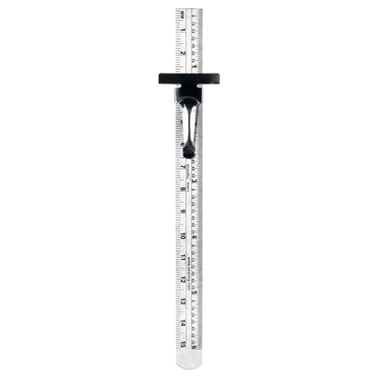 Pocket Ruler Stainless Steel & Detachable Clips, Double Side, Imperial & Metric