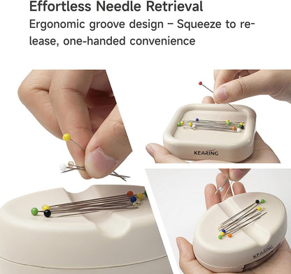 Oval Magnetic Pin Cushion with Needle Drawer