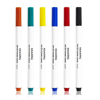 Iron-on DIY Sublimation Markers / Transfer Markers Assorted Tip Sizes, 6 Pack