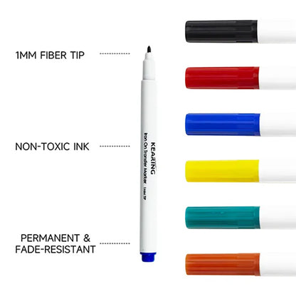 Iron-on DIY Sublimation Markers / Transfer Markers Assorted Tip Sizes, 6 Pack