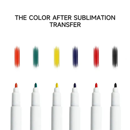 Iron-on DIY Sublimation Markers / Transfer Markers Assorted Tip Sizes, 6 Pack